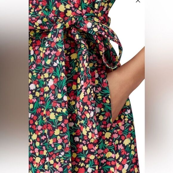 Draper James NWT Multi color floral linen wrap dress Sz 16 - Picture 4 of 10